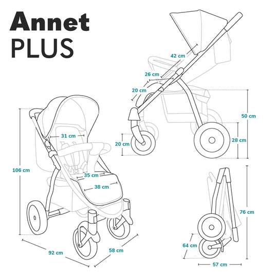 Lionelo Annet Plus Buggy 0–22 kg, faltbar