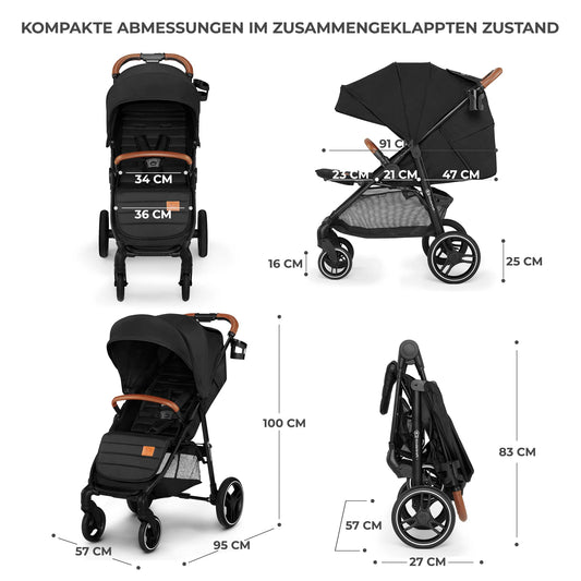 Kinderkraft GRANDE PLUS Buggy 0–22 kg, Schwarz